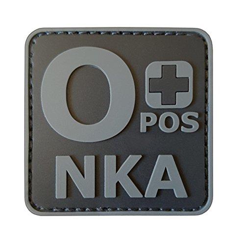 ACU Subdued OPOS O+ NKA Blood Type No Known Allergies Morale PVC Rubber Touch Fastener Patch
