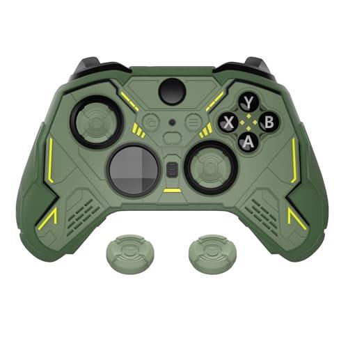 playvital Cover Skin per Xbox Elite Series 2 Core Controller, Custodia Silicone Antiscivolo Gommini per Xbox Elite Series 2 Joystick, Mecha Stellare, Verde Militare & Verde Corsa