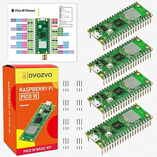 DVOZVO Raspberry Pi Pico W con intestazioni pre-saldate, chip Raspberry Pi RP2040, connettività wireless WiFi, confezione da 4