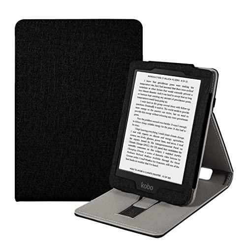 Vakarey Cover per Kobo Clara Colour/Clara BW/Clara 2E,Sleep Cover per Tolino Shine Color/Shine 4/Shine 5 Custodia 2024 con Cinturino Polso,Nero