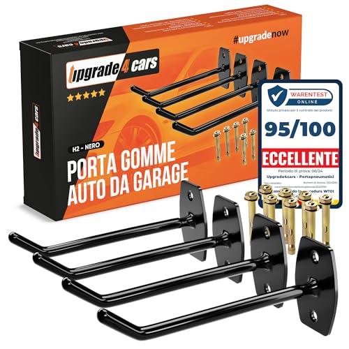 Upgrade4cars Porta Gomme Auto da Garage per 4 Pneumatici | Supporto Pneumatico da Muro | Appendi Ruote da Parete | Ganci per Appendere Pneumatici