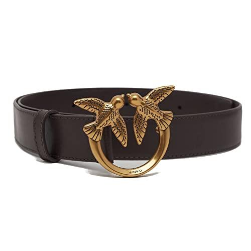 Pinko Love Berry H3 Belt Vitello Set Cintura, Z99Q_Nero-Antique Gold, M Donna