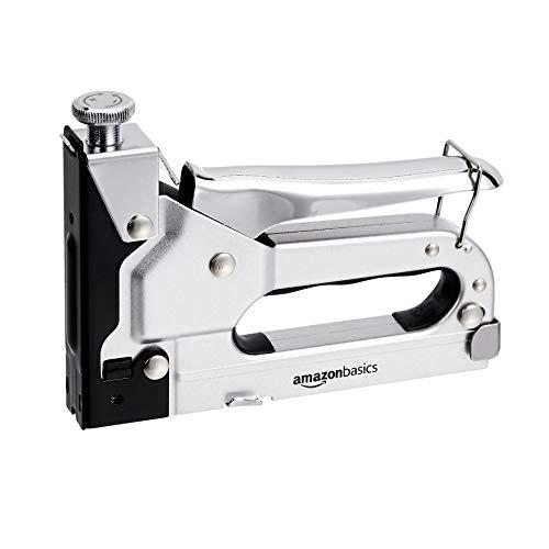 Amazon Basics - Graffettatrice robusta, sparapunti 3 in 1 con 600 graffette, per tappezzeria, riparazioni domestiche, falegnameria, decorazioni e mobili, Nero