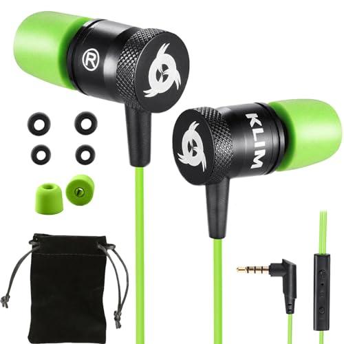 KLIM Fusion Auricolari con Microfono + Audio di Alta qualità + Cuffie di Lunga Durata con Memory Foam + Garanzia 5 Anni - Jack 3.5 mm per iOS Android PC Console + Nuova Versione 2024 + Verde