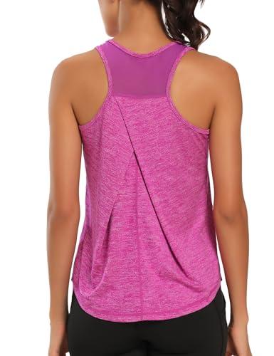 Dawnrole Palestra Donna Gym Top Senza Maniche in Rete Yoga Corsa Camicie Atletiche