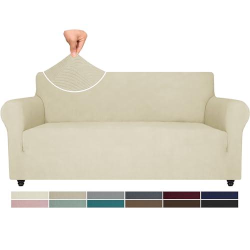 Ystyle Copridivano 3 Posti Con Braccioli, Copri Divano Antigraffio Gatto, Copridivani Elasticizzati, Pesante Inverno Copri Divani, Fodera Divano Antimacchia Lavabile Antiscivolo, Beige