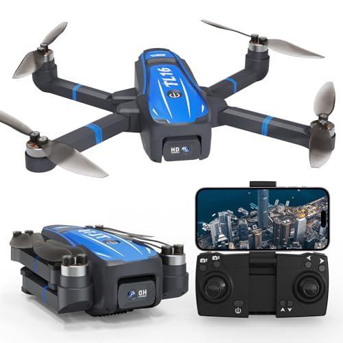 Toladrone TL16 Brushless Motor Droni per Principianti, Mini Drone con Fotocamera 4K RC Pieghevole Quadcopter per Adulti, Modalità Senza Testa 360° Flip Mantenimento Dell'altitudine, Blu