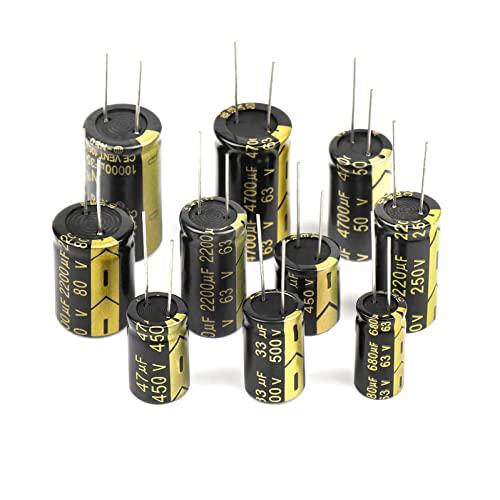 EFARMA Condensatori elettrolitici, condensatore elettronico in Alluminio da 2 Pezzi 25/35/50/63/100/160/200/250/450V Condensatore a Bassa ESR ad Alta frequenza