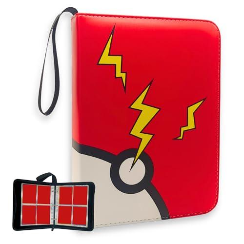PagiLux® Album Raccoglitore Carte Collezionabili da 480 Carte, Binder Carte TCG Compatibile Standard, 60 Pagine con Cerniera Impermeabile – Porta Carte Premium Alta Qualità -Regalo Bambini