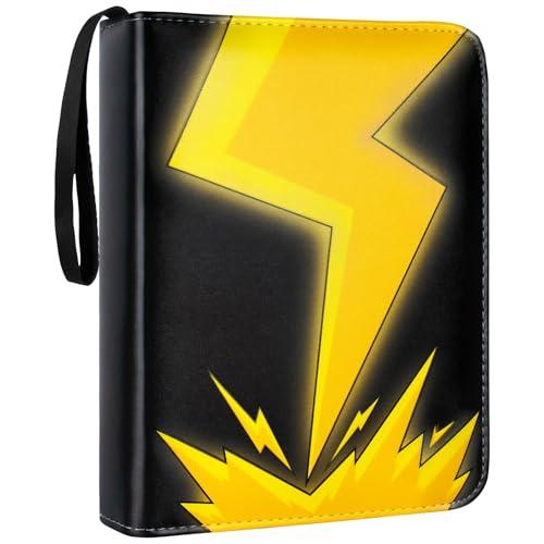 Raccoglitore per Carte, Porta Carte da Collezione Capacità di 50 Pagine 400 Carte, Libro Organizzatore Carte, Raccoglitore Carte, Album Carte Impermeabile con Cerniera, Giallo Chiaro