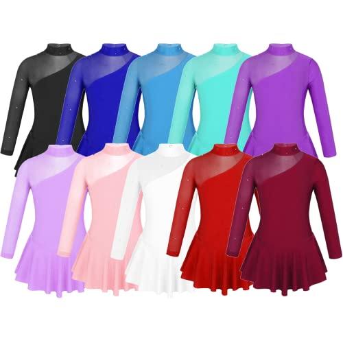 Vestito da Danza Vestito da Balletto Vestito da Danza Garde Pattinaggio Artistico Monopezzo con Body Dancing, Rosso, 122 cm-128 cm