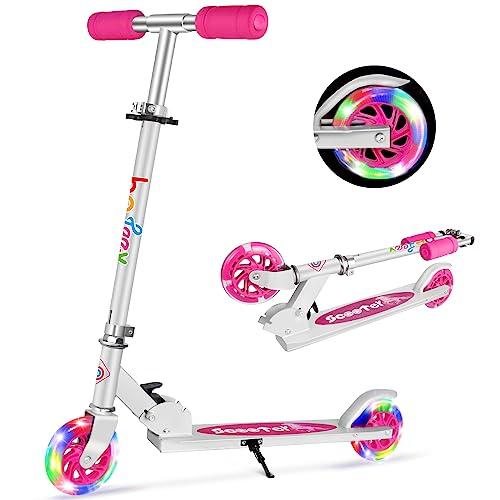 BELEEV V1 Monopattino per Bambino 2 Ruote con Supporto, 3 Monopattini per Bambini Regolabili in Altezza, Monopattino Scooter per Bambina con Il LED Illumina le Ruote per Ragazze e Ragazzo