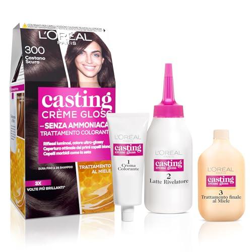 L'Oréal Paris Colorazione Capelli Casting Crème Gloss, Tinta Colore Trattamento senza Ammoniaca per una Fragranza Piacevole, 300 Castano Scuro