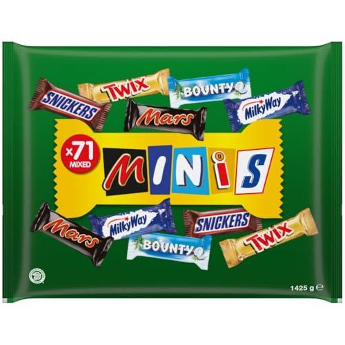 Mixed Minis Confezione Assortita di Miniatures Mars, Twix, Snickers, Bounty e Milky Way, 71 barrette miste per un totale di 1.4 kg, Nuova versione