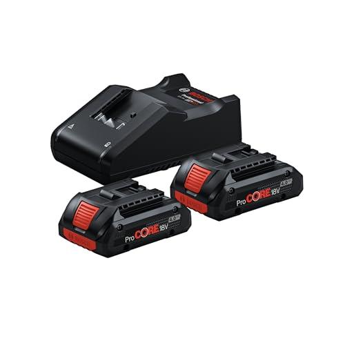 Bosch Professional 1600A01BA3 Set Iniziale 2 X Procore 4.0 Ah, Caricabatteria Gal 18V 40, Nero