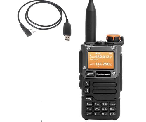 QUANSHENG UVK5 (8) AM/FM/DTMF Walkie-Talkie 200 Canali Banda Prosciutto 5W Portatile a Due Vie Radio con Display LCD FM Frequenza di Replica VOX W/USB Cavo di Programmazione