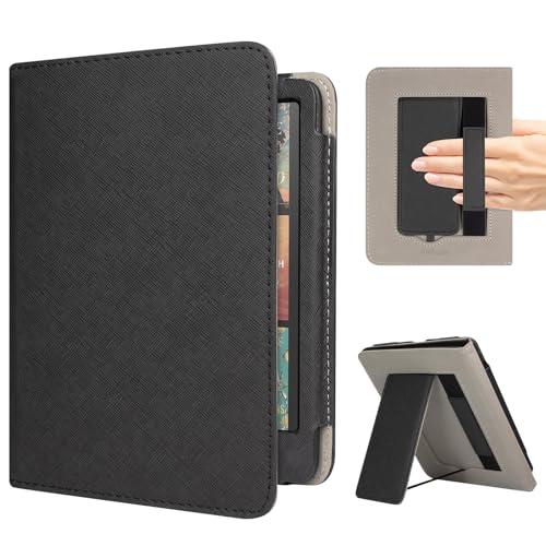 RSAquar Custodia per Kindle Colorsoft Signature Edition e All-New Kindle Paperwhite (Uscita 2024), Custodia protettiva completa con funzione Sleep/Wake automatica e supporto pieghevole - Nero