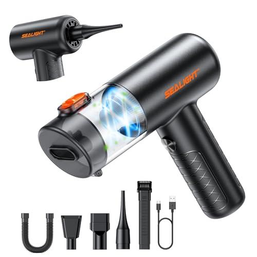 SEALIGHT Aspirabriciole Senza Fili, 28000Pa Aspirapolvere Auto Portatile, Motore Brushless da 400000 tr/min, Mini Aspirapolvere Potente per Auto Casa Ufficio Peli di Domestici (Nero)