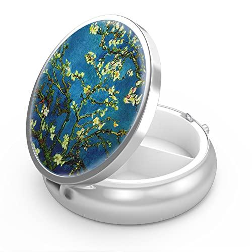 Portapillole a 3 scomparti, portatile, da tasca o da borsa, contenitore per pillole, per contenere vitamine, farmaci, olio di pesce e integratori (notte stellata)