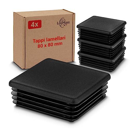 LouMaxx 4 feltrini lamellari 80 x 80 mm, copertura per tubi quadrati da 80 x 80 mm, tappi quadrati per tubi in plastica robusta, tappi per pali come tappo di copertura