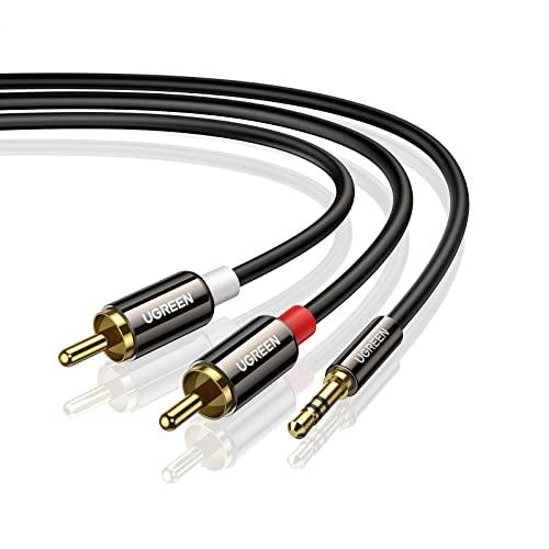 UGREEN Cavo RCA Jack 3,5mm Macho Cable AUX 2RCA Audio Addattatore Compatible con Smartphone, PC, TV, Tablet, MP3, iPod, Amplificatore, Impianto Stereo, Home Theatre (2M)