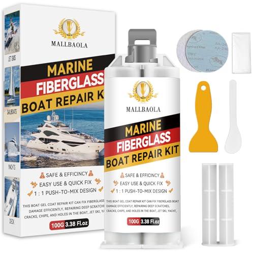 Vetroresina Kit Riparazione, Kit di Riparazione in Vetroresina Marina per Barche per Riparare Fori, Scheggiature e Crepe, Kit Riparazione Vetroresina, Kit Vetroresina per Acrilico e Porcellana