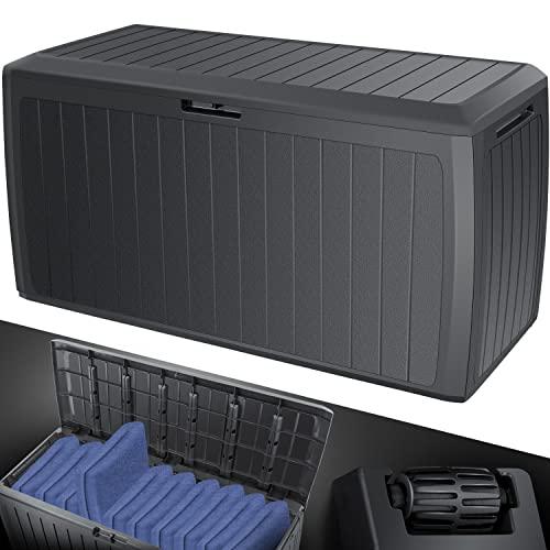 KESSER® Box portacuscini Baule contenitore per cuscini da 290 litri, con coperchio richiudibile, impugnature, Contenitore da giardino, antracite