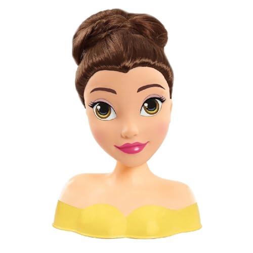Just Play Disney Princess Belle - Mini testa da parrucchiere, 14 cm, con spazzola per capelli, per divertimento, dai 3 anni in su