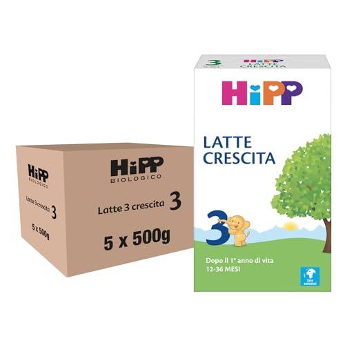 HiPP - Latte 3 Crescita, Latte in Polvere, Indicato per Bambini Dopo il 1° Anno d'Età, 5 Confezioni da 500 gr