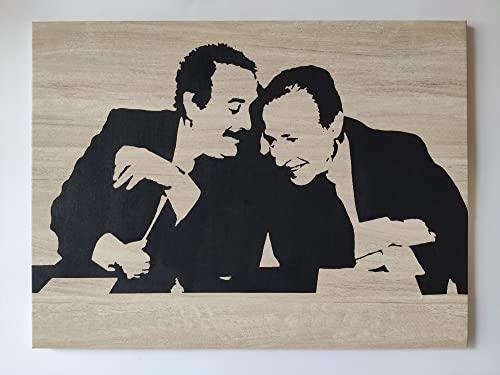 Quadro FALCONE BORSELLINO 30x40 cm in legno rivestito in tela effetto legno e tela di lino artigianale made in Italy colore personalizzabile, idea regalo avvocato giudice quadro ufficio legnoegrafite