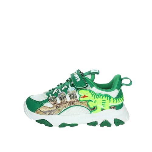 Bull Boys Scarpe DNAR5010 T-Rex,Chiusura Strappo,Bianco Verde,Luci e ruggito attivabili con Bottone on/off