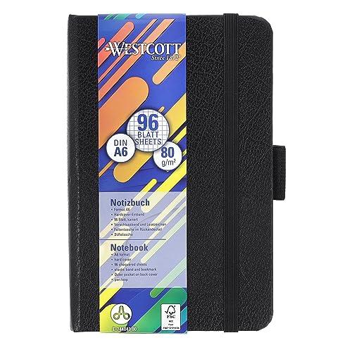 Westcott Taccuino DIN A6 quadrato | 192 pagine in elegante copertina rigida | carta FSC-mix sostenibile da 80 g/m² | con tasca interna, segnalibro e portapenne | E-744843 00