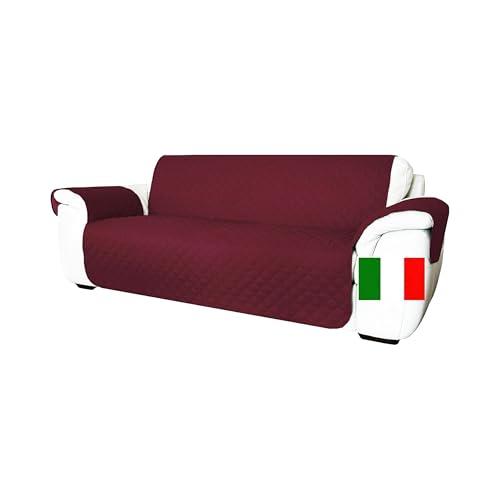 Moonange Copridivano 3 Posti con Braccioli Seduta 165 cm Impermeabile Reversibile Antiscivolo Antimacchia Antigraffio Antipelo Moderno Bordeaux
