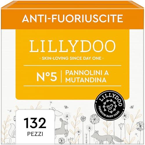 Pannolini a mutandina LILLYDOO - Taglia 5 (11-16 kg), pacco scorta (132 unità) nuove tasche pipì e pupù, massima protezione, 0% profumi e lozioni, per pelli sensibili, dermatologicamente testati