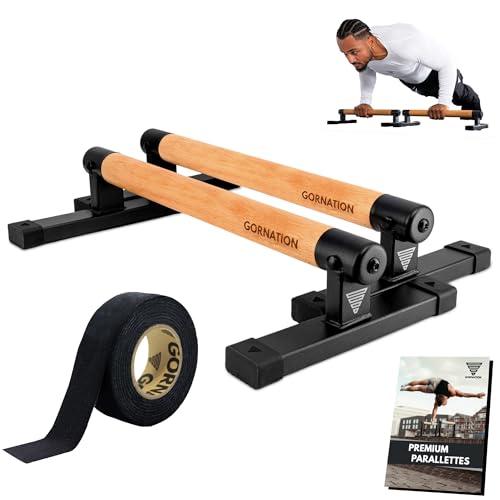 GORNATION Barre Parallele, Maniglie per Flessioni, Push Up Parallettes con Impugnatura in Legno per Calisthenics, Verticali sulle Mani, Piegamenti, per Fitness a Casa (PRO)