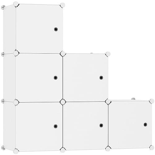 C&AHOME Organizzatore di contenitori a cubo con ante, ripiani a 6 cubi, armadio, libreria modulare in plastica fai-da-te ideale per camera da letto, soggiorno, 36,6