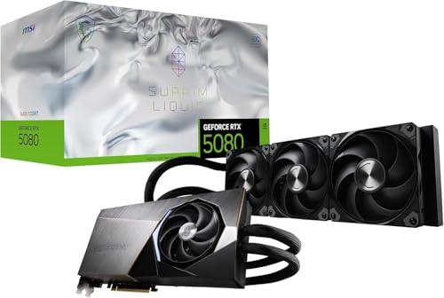 MSI NVIDIA GeForce RTX 5080 16G SUPRIM LIQUID SOC GDDR7 256bit, scheda video con frequenza di boost fino a 2760 MHz, PCIe Gen 5, DLSS 4, 3 porte DP 2.1, 1 porta HDMI 2.1, formato ATX
