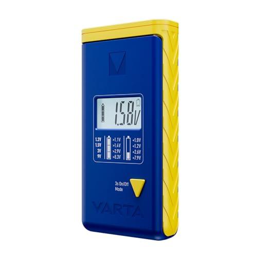 VARTA Tester Batterie LCD digitale per batterie monouso, ricaricabili, elettroniche e bottone, controlla ogni pila dei formati più importanti (AA, AAA, C, D, 9V) incl. 2x V13GA (LR44)