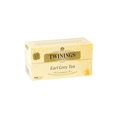 Twinings, Earl Grey Tea, Miscela di Tè Neri Selezionati con Aroma al Bergamotto, Gusto Morbido e Bilanciato, Infusi e Tisane, Confezione da 25 Filtri