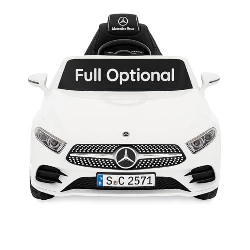 Babycar Mercedes elettrica per Bambini CLS 350 AMG 12V FULL OPTIONAL - Macchina elettrica per bambini con Licenza Ufficiale Sedile in Pelle, Telecomando Porte Apribili ed MP3 (Bianca)