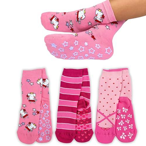 LEON D'ORO Calzini Bambina Antiscivolo Cotone 3 Paia Calze Bimba abs scuola casa gonfiabili, Made in Italy (IT, Numero, 35, 40, ASS3 3paia) (IT, Numero, 23, 28, ASS4 3paia)