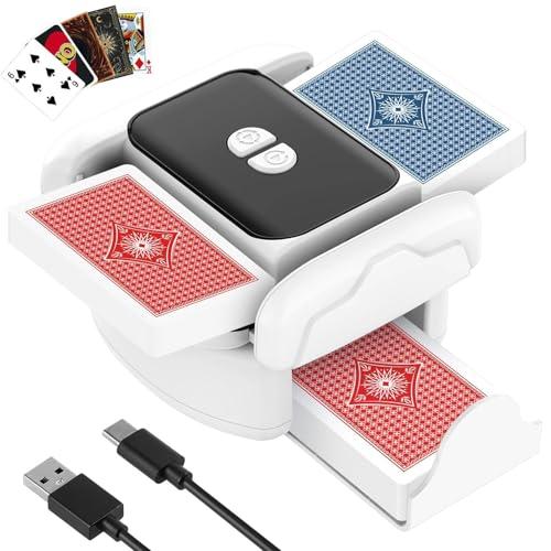 Mischia Carte Automatico 1-2 Mazzi Mescolatore Carte da Gioco Elettrico con modalità Automatica e Manuale Automatico Card Shuffler per Poker UNO Blackjack Scopa 40 Skip-Bo e Phase 10