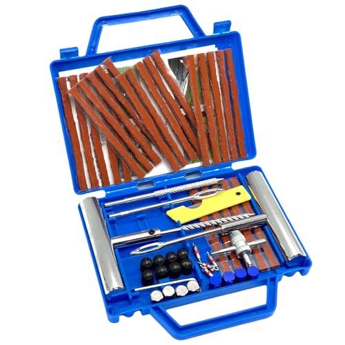 Kit di riparazione pneumatici QUNNIE, kit di riparazione pneumatici da 53 pezzi, kit di riparazione pneumatici portatile per auto, camion, moto, camper, trattore, SUV