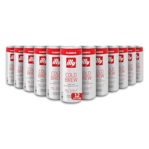 illy, Caffè Cold Brew Ready to Drink CLASSICO, 100% Arabica con Note di Cioccolato e Caramello, Gusto Fresco e Naturalmente Dolce, Confezione da 12 lattine (12 x 250ml)