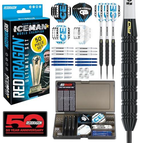 RED DRAGON Gerwyn Price Iceman Set di Freccette Ultimate 50 Pezzi con Freccette e Accessori