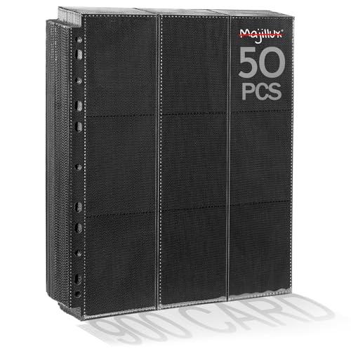 Majillux 900 Tasche per Carte Collezionabili 50 Pagine Doppie - Raccoglitore Carte Impermeabile in Plastica Trasparente, Apertura Laterale Sicura per Organizzare e Proteggere Yu Gi Oh, Magic, Lorcana