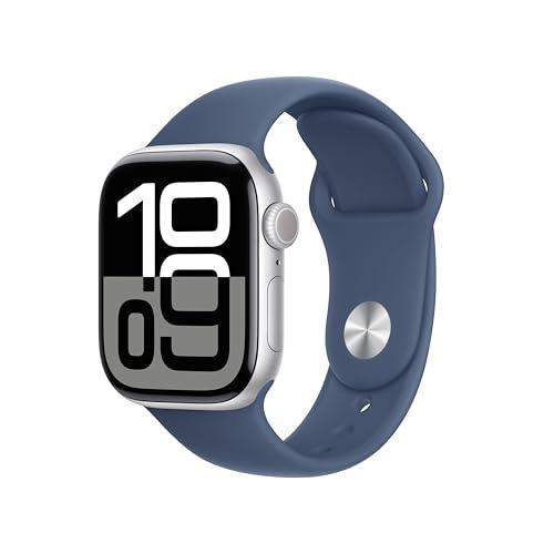 Apple watch Apple Watch Series 10 GPS 42mm Boîtier en Aluminium Argent avec Bracelet Sport Denim S M