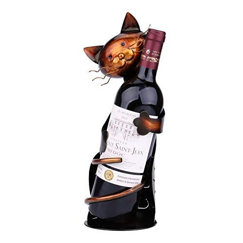 Ailgely Porta bottiglie di vino a forma di gatto, scultura in metallo, decorazione domestica per gatti, compleanno, Natale, giorno del Ringraziamento