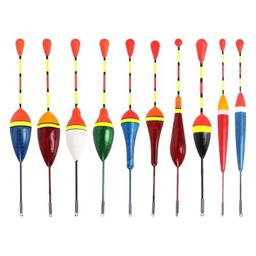 Funalix Set di 10 pose da pesca – galleggianti per pesca e trote con 10 misure di piombo da pesca – Set completo per la pesca in laghi, stagni e fiumi