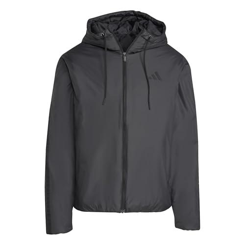 adidas Uomo Essentials CLIMAWARM 3 Stripes Insulated Hooded Jackets, black/black, L